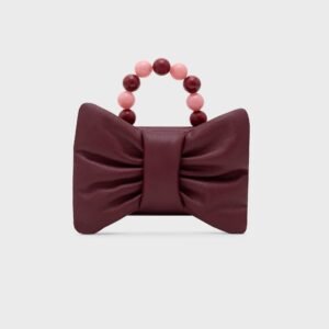 NAILA BEADED BOW BAG BORGOÑA