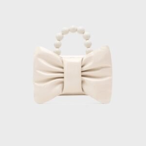 NAILA BEADED BOW BAG HUESO